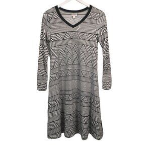 Nwot LuLaRoe XXS Extra Small Black White Stripe Pattern Dress Long Sleev…